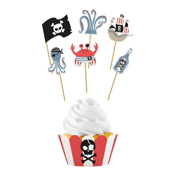 Set wrappers y picks de pirata - 6 unidades