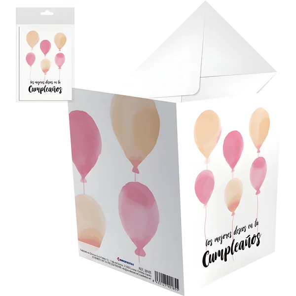 Tarjeta de cumpleaños deseos globos