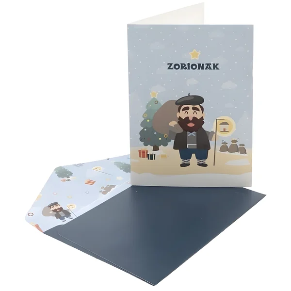Tarjeta de felicitación navideña con Olentzero - 1 unidad