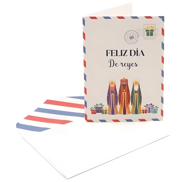 Tarjeta de felicitación navideña con Reyes Magos - 1 unidad