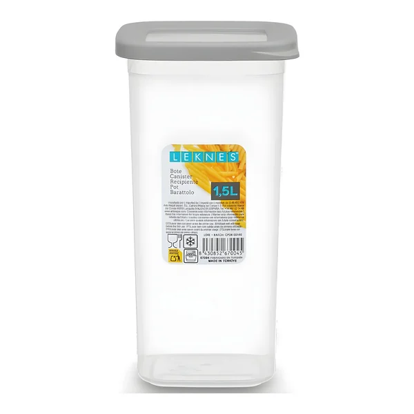 Tarro de 1,5 L de plástico con tapadera