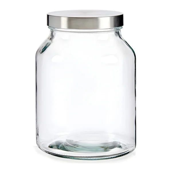 Tarro de 2,3 L transparente con tapa de metal
