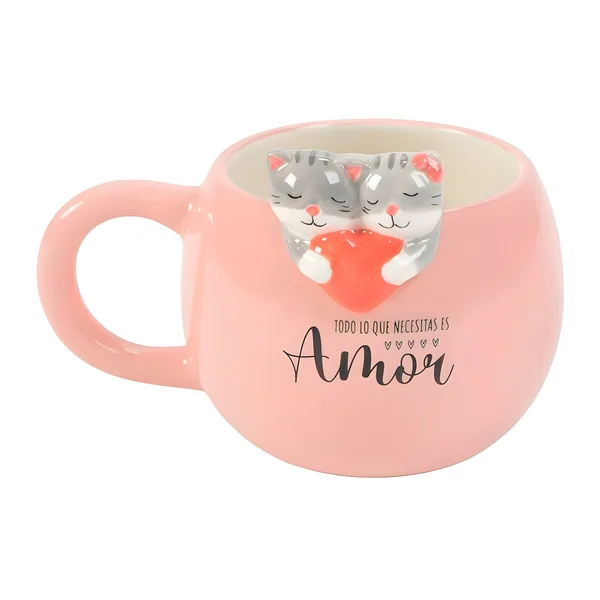 Taza de 400 ml de gatos amor