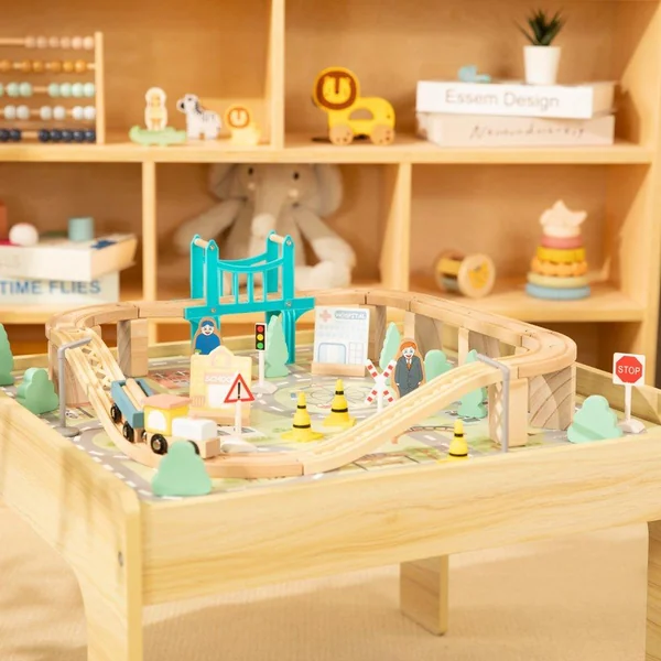 Tooky Toy Wooden 50 Piece Train Table - Imagen 4