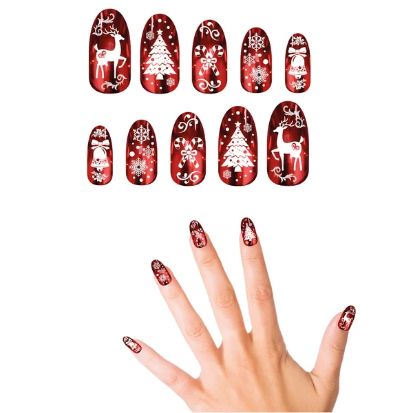 Uñas postizas de Navidad rojas