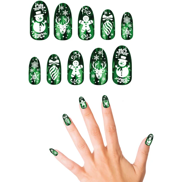 Uñas postizas de Navidad verdes