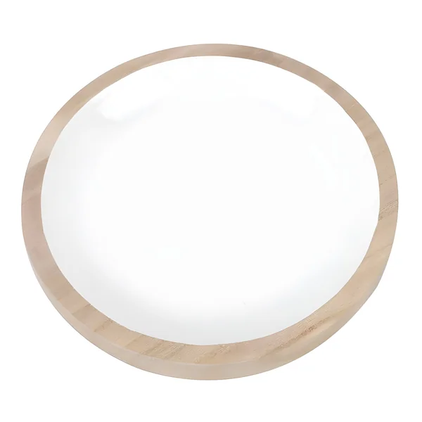 Vaciabolsillos redondo madera y blanco de 20,5 cm - DCasa