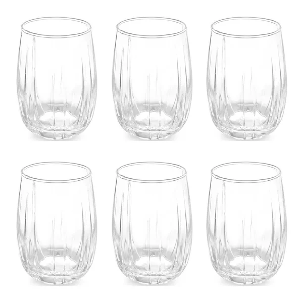 Vaso de 380 ml transparente rayas - 6 unidades