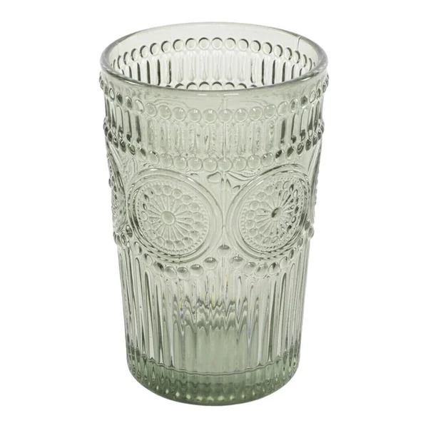 Vaso de 400 ml cristal grabado verde agua