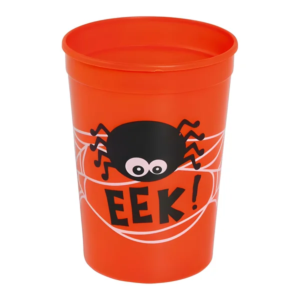 Vaso de Halloween naranja con araña de 11 cm