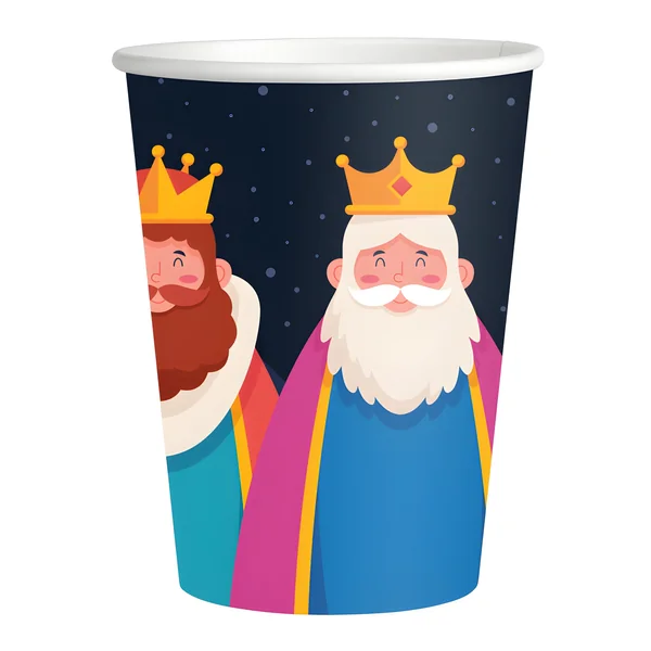 Vasos de 200 ml de Reyes Magos con estrellas - 8 unidades