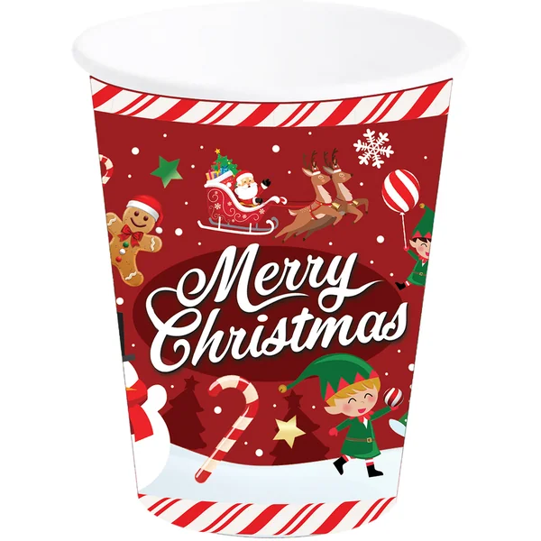 Vasos de 240 ml de Merry Christmas - 6 unidades