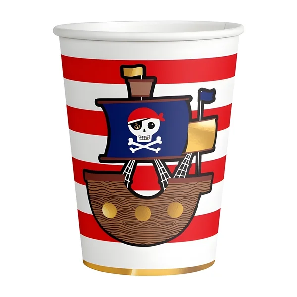 Vasos de pirata Barba roja de 250 ml - 8 unidades