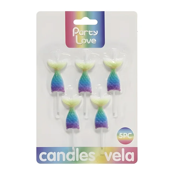 Velas de cola de sirena de 7 cm - 5 unidades