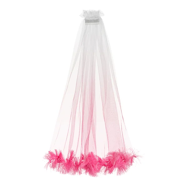 Velo de novia tul blanco y rosa